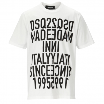 Dsquared2 MADE IN ITALY Spiegelbeeld print T-Shirt Wit