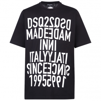 Dsquared2 MADE IN ITALY Spiegelbeeld print T-Shirt zwart