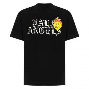 Palm Angels T-shirt Burning Head Logo Zwart